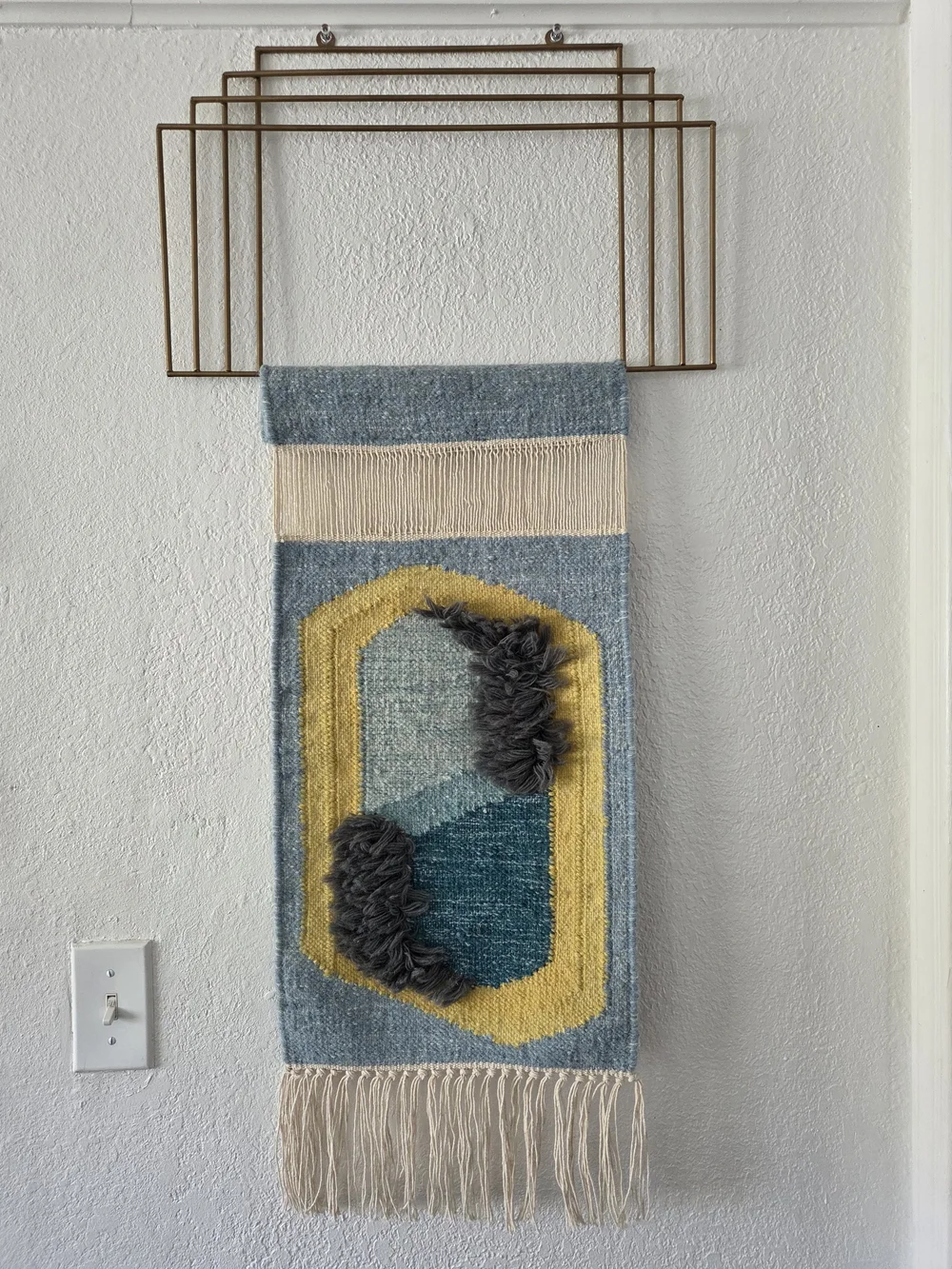 West Elm Wool Wall Tapestry Hanging w/ Brass Hanger